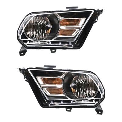 Rareelectrical - New Pair Of Halogen Headlights Compatible With Ford Mustang Base Convertible 2 Door 2010 2011 2012