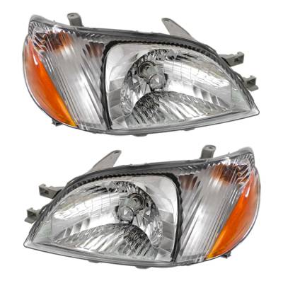 Rareelectrical - New Pair Of Halogen Headlights Compatible With Toyota Echo Base Sedan 2 Door 1.5L 2000 2001 2002 By