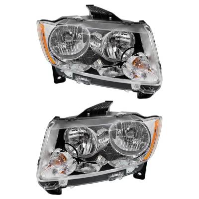 Rareelectrical - New Pair Of Halogen Headlight Compatible With Jeep Grand Cherokee Overland Sport 2011-2013 By Part - Image 1
