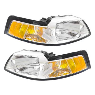 Rareelectrical - New Pair Of Headlights Compatible With Ford Mustang Svt Cobra Convertible Coupe 4.6L 1999 By Part - Image 5
