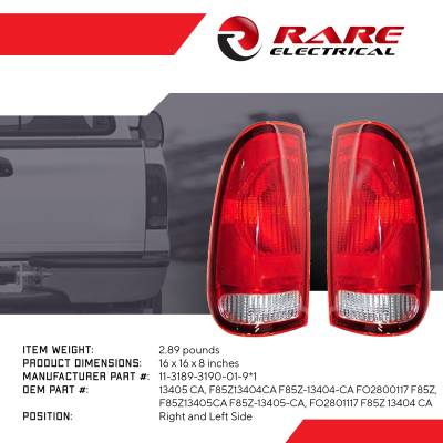 Rareelectrical - New Tail Light Pair Compatible With Ford F250 F350 Super Duty 99-07 Fo2801117 F85z 13404 Ca - Image 4