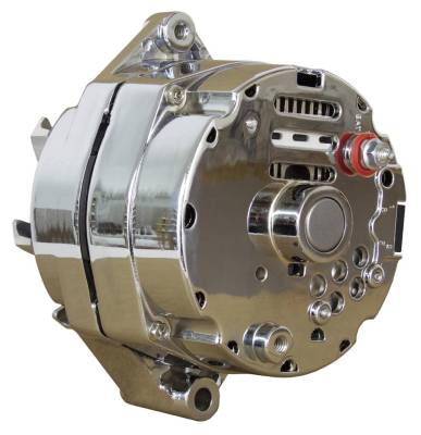 Rareelectrical - New Chrome 110A Billet Style Chrome 1 Wire Alternator Compatible With 1 Groove V Belt Pulley - Image 3