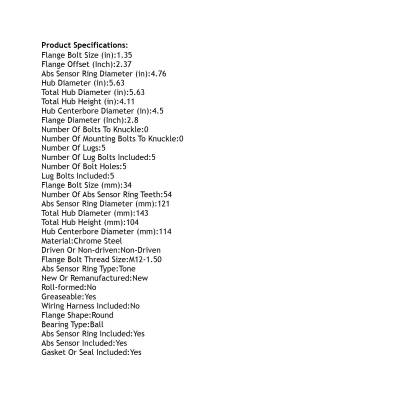 Rareelectrical - New Hub Assembly Compatible With Kia Sedona 3.5L 2003 2004 2005 By Part Numbers Ha590013 Pt590013 - Image 4