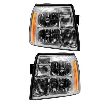Rareelectrical - New Pair Of Halogen Headlight Compatible With Cadillac Escalade Ext Crew Cab Pickup 2002 By Part - Image 3