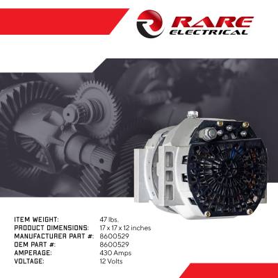 Rareelectrical - New 12V 430A Delco 55Si Alternator Compatible With Fire Truck And Medium Duty 8600529 61006079 - Image 4