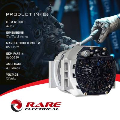 Rareelectrical - New 12V 430A Delco 55Si Alternator Compatible With Fire Truck And Medium Duty 8600529 61006079 - Image 5