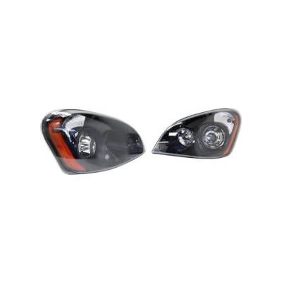 Rareelectrical - New Headlight Pair Fits Freightliner Heavy Duty Cascadia 125 2008-14 Black Bezel - Image 2