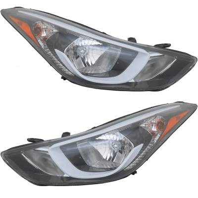 Rareelectrical - New Pair Of Headlights Compatible With Hyundai Elantra Se Sedan 4-Door 1.8L 2014 2015 2016 By Part - Image 2