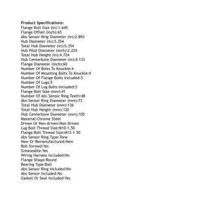 RAREELECTRICAL - New Hub Assembly Compatible With Chevrolet Cruze 1.4L 1.8L 2011 2012 By Part Numbers Pt512446 - Image 4