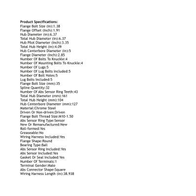 Rareelectrical - New Hub Assembly Compatible With Chrysler Dodge Volkswagen Town & Country Grand Caravan Routan 2008 - Image 5