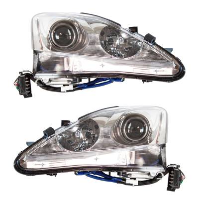 New Pair Of Headlights Compatible With Lexus Is250 Base Sedan 2009 2010 By Part Numbers