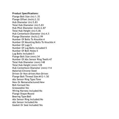 Rareelectrical - New Hub Assembly Compatible With Kia Hyundai Rondo Tucson Sonata Azera Optima Sportage Cadenza 2008 - Image 5