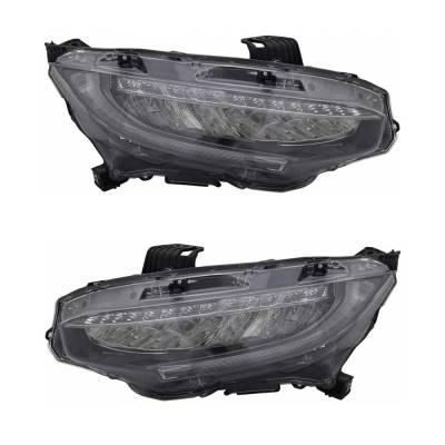 Rareelectrical - New Pair Of Led Headlights Compatible With Honda Civic Si Sedan 4 Door 1.5L 2018 2019 By Part Number - Image 2