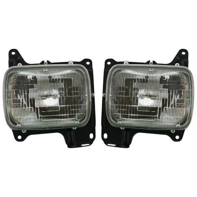 New Pair Of Headlights Compatible With Nissan D21 Pickup 2.4L 3.0L 1986-1997 By Part Numbers
