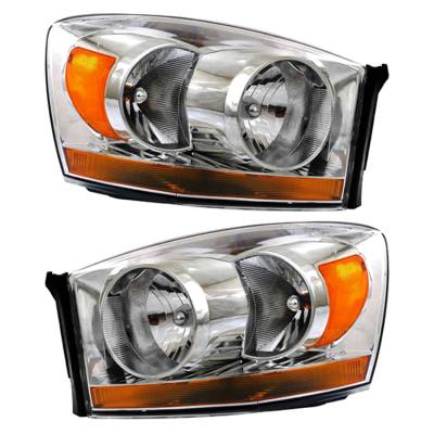 Rareelectrical - New Pair Of Headlight Compatible With Dodge Ram 1500 Laramie Crew Cab Pickup 2006 By Part Number - Image 2
