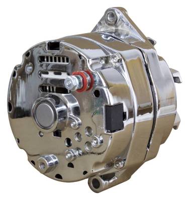 Rareelectrical - New Chrome 110A Billet Style Chrome 1 Wire Alternator Compatible With 6 Groove Serpentine Belt - Image 4