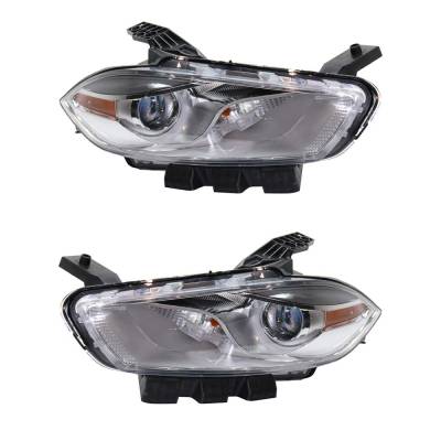 New Pair Headlights Compatible With Dodge Dart Sxt Sedan 4 Door 1.4L 2.0L 2.4L 2013 2014 2015 By