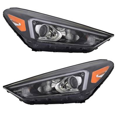 Rareelectrical - New Pair Of Headlights Compatible With Hyundai Tucson Sel Led Bulb High Low Bea Clear Lens 2019 2020 - Image 1