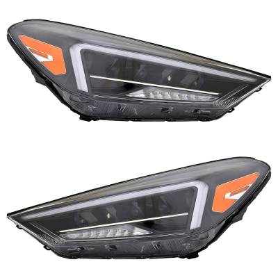 Rareelectrical - New Pair Of Headlights Compatible With Hyundai Tucson Ultimate Led Bulb High Low Bea Clear Lens 2019 - Image 1
