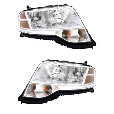 New Pair Of Halogen Headlights Compatible With Ford Taurus X Sel Wagon 4 Door 3.5L 2008 2009 By Part