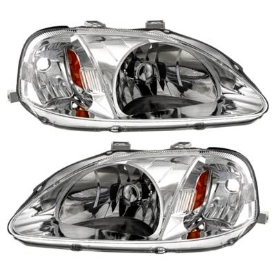 Rareelectrical - New Pair Of Headlights Compatible With Honda Civic Dx Ex Hx Si Coupe 1.6L 1999 2000 By Part Number - Image 2