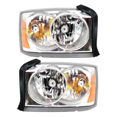 New Pair Of Headlight Compatible With Dodge Dakota Sport Extended Crew Cab 2005 By Part Number