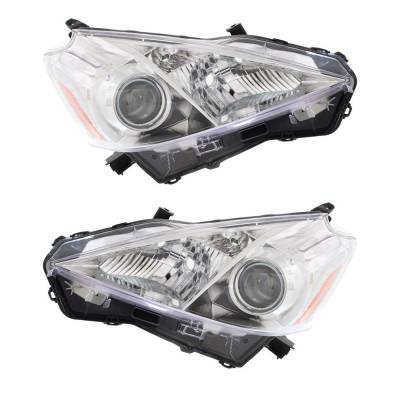 New Pair Of Halogen Headlights Compatible With Toyota Prius V Base Wagon 1.8L 2012 2013 2014 By Part