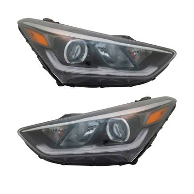Rareelectrical - New Pair Of Headlights Compatible With Hyundai Santa Fe Xl Gls Premium Sport Utility 4-Door 2019 By - Image 1