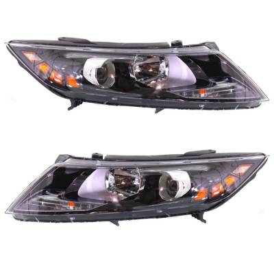 New Pair Of Halogen Headlights Compatible With Kia Optima Sxl Sedan 2.0L 2013 By Part Number
