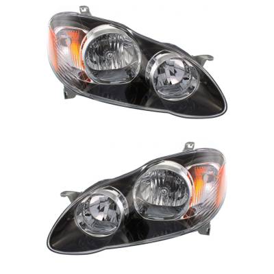 New Pair Of Halogen Headlights Compatible With Toyota Corolla Xrs Sedan 1.8L 2005 By Part Number