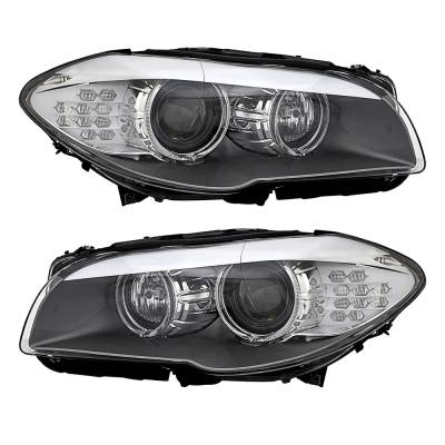 New Pair Of Headlights Compatible With Bmw 528I Xdrive Base Sedan 4-Door 2012 2013 By Part Numbers