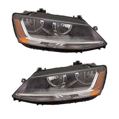 Rareelectrical - New Pair Of Halogen Headlights Compatible With Volkswagen Jetta Sport 1.8L 2.5L 2015 2016 2017 2018 - Image 1