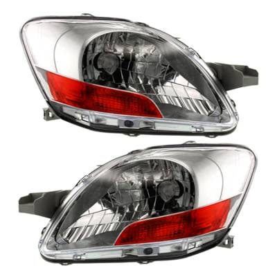 New Pair Of Halogen Headlight Compatible With Toyota Yaris Base Sedan 2011 By Part Number