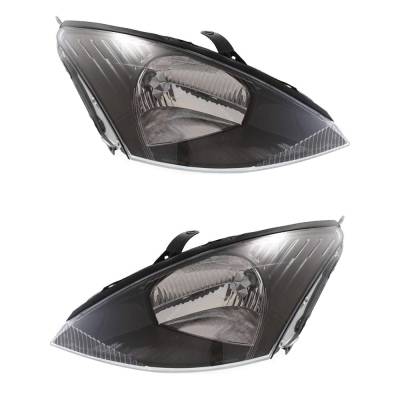 Rareelectrical - New Pair Of Halogen Headlights Compatible With Ford Focus Zx3 Zx5 Hatchback 2.0L 2.3L 2003 2004 By - Image 1