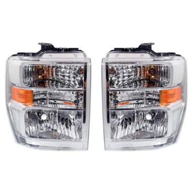 Rareelectrical - New Pair Of Halogen Headlights Compatible With Ford E-150 Xl Standard Passenger Van 3 Door 4.6L 2008 - Image 1