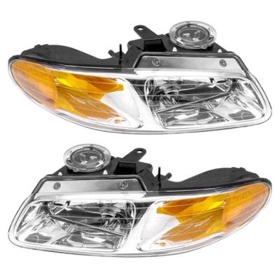Rareelectrical - New Pair Of Halogen Headlights Compatible With Dodge Grand Caravan Sport Mini Van 2000 By Part - Image 1