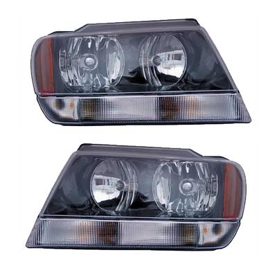 New Pair Of Headlights Compatible With Jeep Grand Cherokee Laredo 4.7L 2002 2003 By Part Number