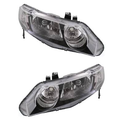 Rareelectrical - New Pair Of Halogen Headlights Compatible With Honda Civic Lx Sedan 4 Door 2009 2010 2011 By Part - Image 5
