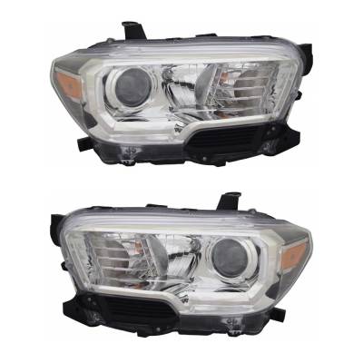 Rareelectrical - New Pair Of Halogen Headlights Compatible With Toyota Tacoma Sr5 Crew 3.5L 2019 2020 2021 2022 2023 - Image 1