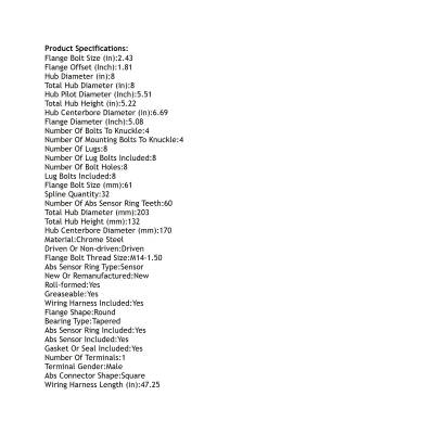 Rareelectrical - New Hub Assembly Compatible With Ford F-250 Super Duty F-350 Super Duty 6.2L 6.7L 2011 2012 2013 - Image 4
