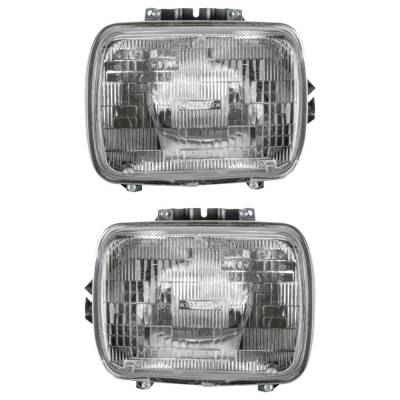 New Pair Of Headlights Compatible With Jeep Cherokee Wagoneer Comanche Wrangler 1984-2001 By Part