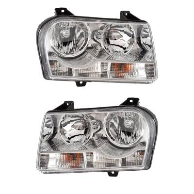 Rareelectrical - New Pair Of Headlights Compatible With Chrysler 300 Base C Lujo Srt8 Limited Lx Touring Sedan 4-Door - Image 1