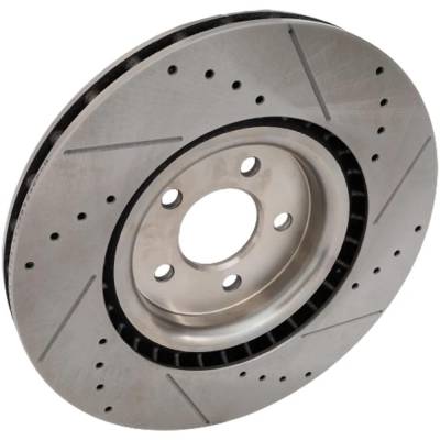 Rareelectrical - New Cross-Drilled And Slotted Brake Disc Compatible With Ford Mustang Shelby Gt500 8 Cyl 5.4L - Image 2