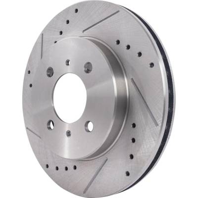 Rareelectrical - New Cross-Drilled And Slotted Brake Disc Compatible With Mitsubishi Lancer Es 4 Cyl 2.0L Mirage De 4 - Image 3