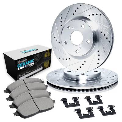 Rareelectrical - New Cross-Drilled Brake Disc And Pad Kit Compatible With Dodge Jeep Grand Cherokee Wk Limited 6 Cyl - Image 3