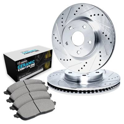 Rareelectrical - New Cross-Drilled Brake Disc And Pad Kit Compatible With Audi Volkswagen Golf S 4 Cyl 1.4L Jetta Sel - Image 3