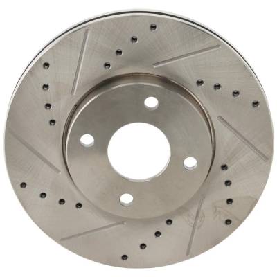 Rareelectrical - New Cross-Drilled And Slotted Brake Disc Compatible With Ford Focus Zx5 4 Cyl 2.0L Focus Zx3 4 Cyl - Image 1