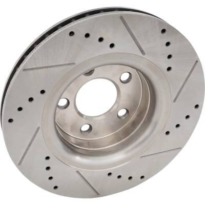 Rareelectrical - New Cross-Drilled And Slotted Brake Disc Compatible With Ford Mustang V6 6 Cyl 3.7L Mustang Ecoboost - Image 2