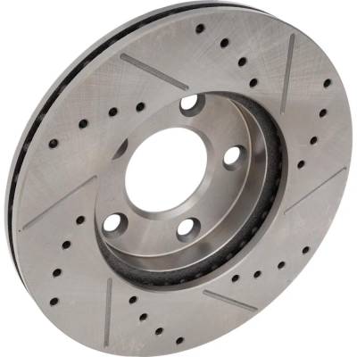 Rareelectrical - New Cross-Drilled And Slotted Brake Disc Compatible With Ford Mustang Base 6 Cyl 3.8L Mustang Base 6 - Image 2