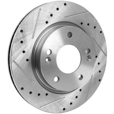 Rareelectrical - New Cross-Drilled And Slotted Brake Disc Compatible With Hyundai Elantra Se 4 Cyl 2.0L Elantra Blue - Image 2